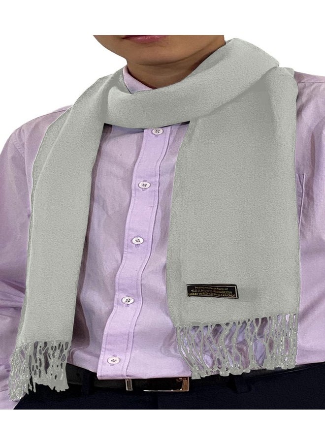 CJ Apparel - Silver Grey Mens Solid Color Design Fashion Scarf Seconds Scarves Faceneck Wrap New - Image 1