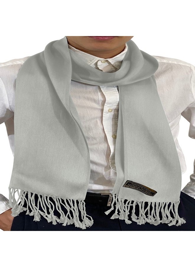 CJ Apparel - Silver Grey Mens Solid Color Design Fashion Scarf Seconds Scarves Faceneck Wrap New - Image 1