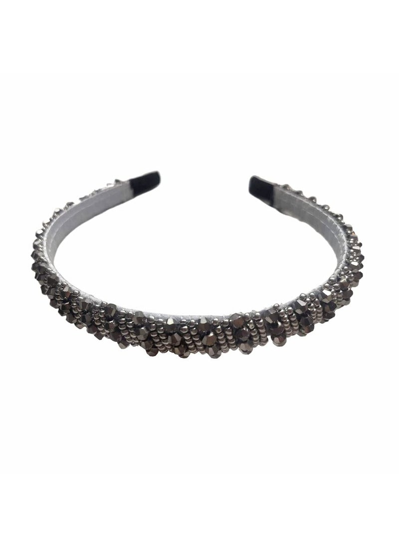Jilukibo - Jilukibo Fashion Sparkle 4 Rows Crystal Headbands for Women Glitter Sparkle Rhinestone Beaded Hair Hoop Band Hair Accessories Grey - Image 1