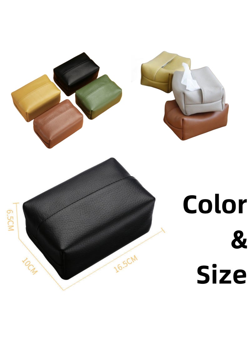 نوفولان NOVOLAN علبة مناديل جلدية ناعمة مكونة من قطعتين، لمسة نهائية ناعمة لغرفة المعيشة المنزلية، صندوق تخزين فاخر، حقيبة تخزين مناديل ورقية للمطاعم، علبة مناديل ورقية للسيارة، أجهزة تحكم عن بعد، أدوات صغيرة (بني) - Image 4