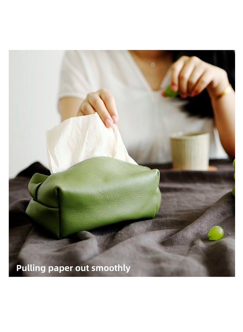 نوفولان NOVOLAN علبة مناديل جلدية ناعمة مكونة من قطعتين، لمسة نهائية ناعمة لغرفة المعيشة المنزلية، صندوق تخزين فاخر، حقيبة تخزين مناديل ورقية للمطاعم، علبة مناديل ورقية للسيارة، أجهزة تحكم عن بعد، أدوات صغيرة (بني) - Image 5