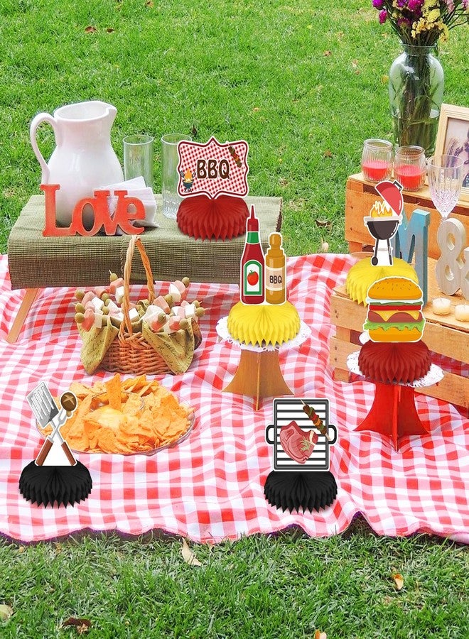 UNIIDECO 9PCS BBQ Party Decorations BBQ Baby Shower Table Centerpieces Picnic Decorations Honeycomb Table Toppers for Baby Q Baby Shower Decorations Summer Birthday Party - Image 4