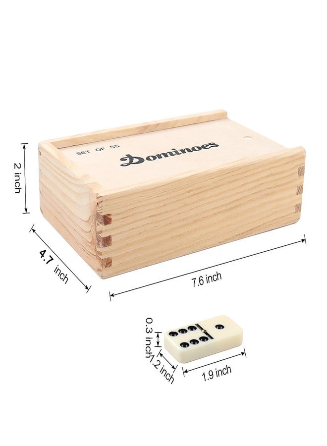 Doublefan Domino Set for Adults, Double Nine Dominoes Set with Wooden Case for Classical Board Games, for Family and Kids,55 Tiles (2-4 Players) - Image 2