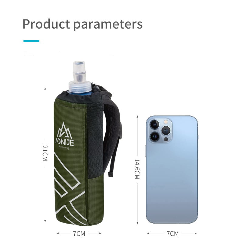 AONIJIE Quick Grip Handheld Water Bottle for Running  Hand Strap Hydration Pack with 500ml Handheld Soft Flask Water Bottle (Olive Green) - Image 3