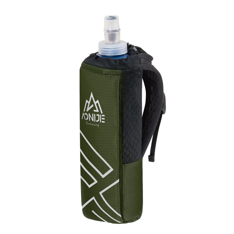 AONIJIE Quick Grip Handheld Water Bottle for Running  Hand Strap Hydration Pack with 500ml Handheld Soft Flask Water Bottle (Olive Green) - Image 1