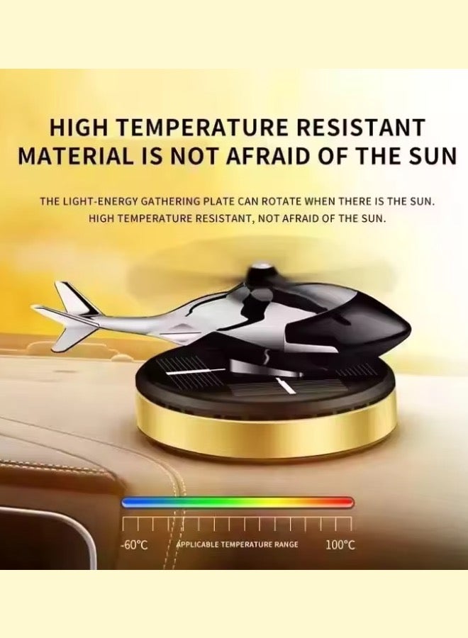 Helicopter Car Air Freshener Solar Energy, Auto Rotating Interior Decoration Accessories Solar Powered Aromatherapy Diffuser(Gloden) - Image 2
