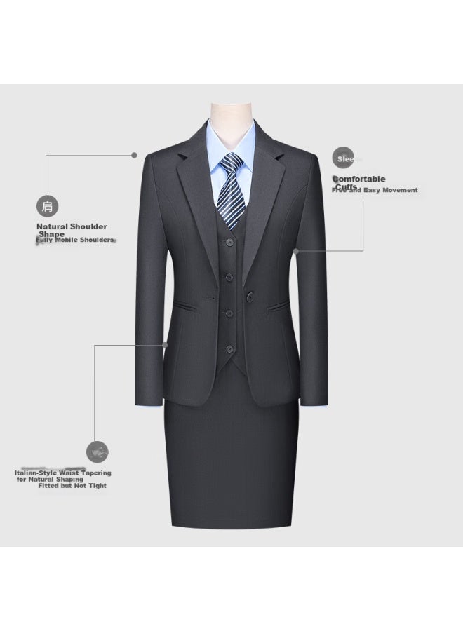 Teluoman Gray Wrinkle-free Women's Blazer Suit Professional Business Formal Interview Jacket Hotel Property Workwear - Image 2
