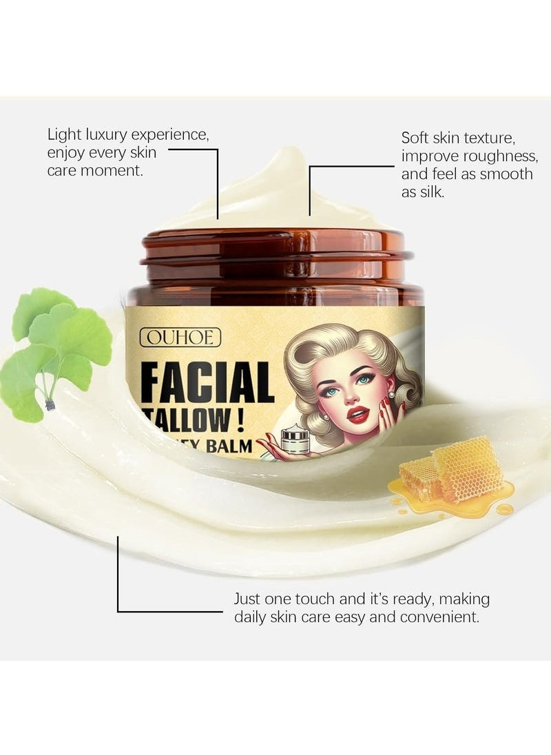 Beef Tallow Honey Balm - Beef Tallow for Skin with Beef Tallow and Honey, Moisturizing and Anti-Aging, Grass Fed Beef Tallow Face Cream