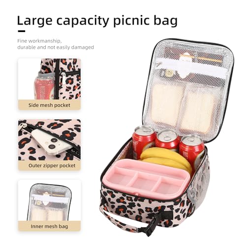 Lovoeo Lunch box Lunch bag for men women Insulated Lunchbox Lunch bags for Work Picnic Travel (Leopard) - Image 5