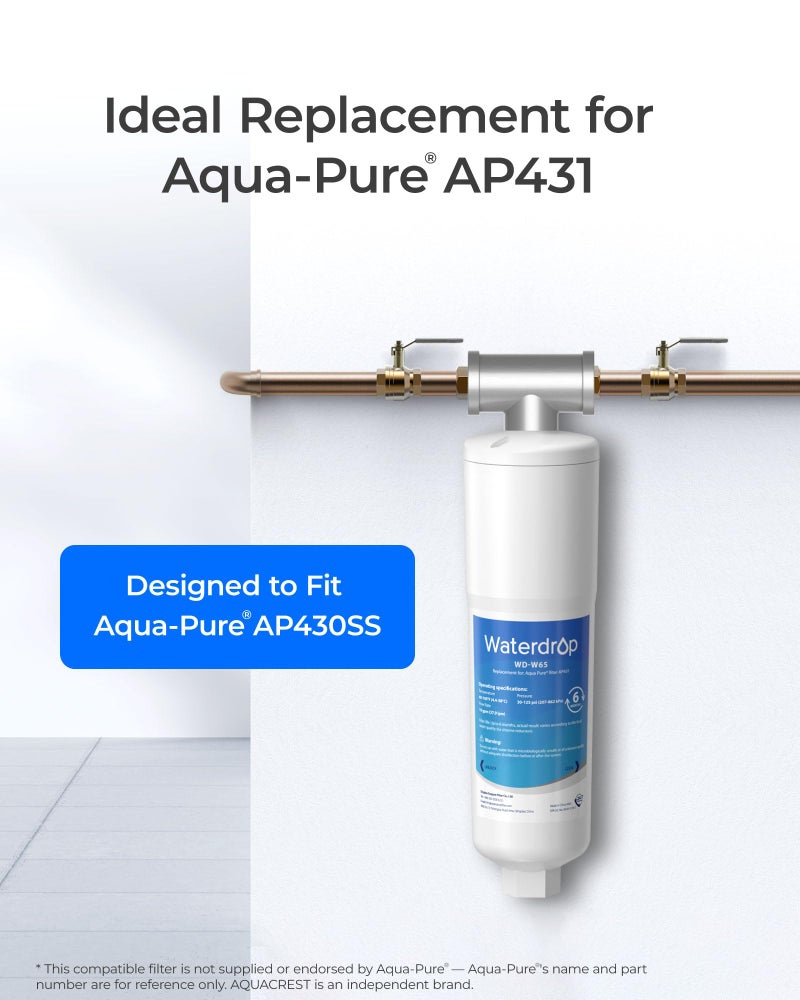 Waterdrop AP431 Replacement Cartridge for Aqua-Pure AP431 Hot Water Scale Inhibitor for AP430SS, Prevent Scale Accumulation and Protect Water Heaters, Pack of 3 - Image 2