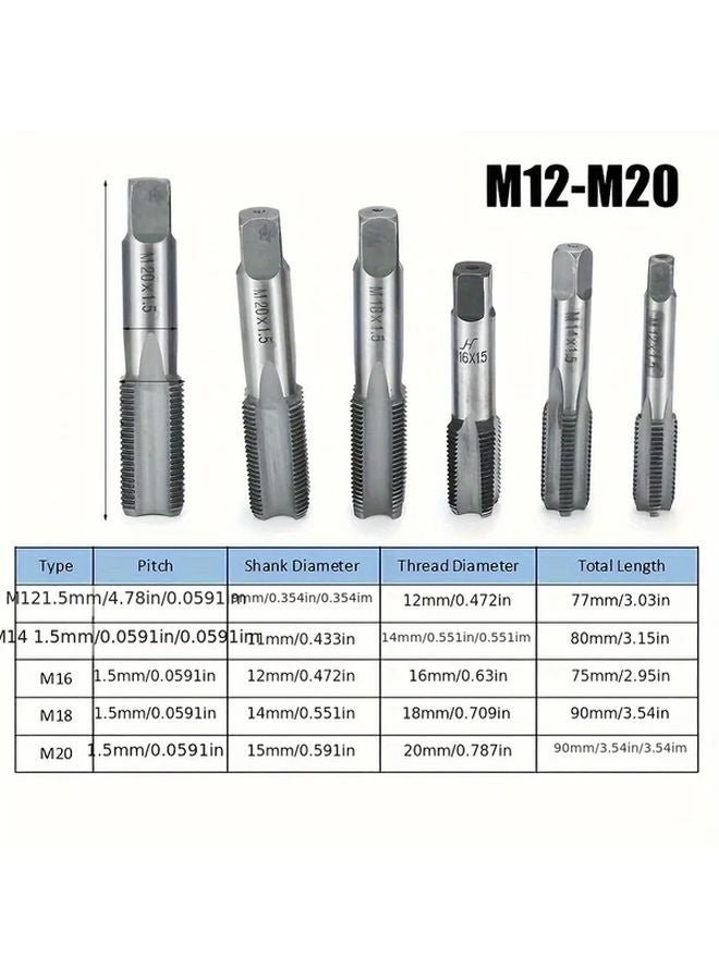 M12 M20 Metric Fine Thread Hand Tap 14mm x 1 5mm Pitch Metalworking Tool - Image 3