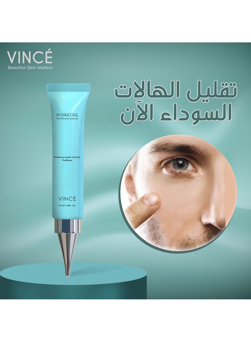VINCE Eye Recovery Serum – Advanced Formula to Reduce Dark Circles, Puffiness, Eye Bags & Deep Fine Lines – Boosts Collagen, Brightens & Hydrates Under Eye Area – Makeup-Friendly, 15ml  - Image 3