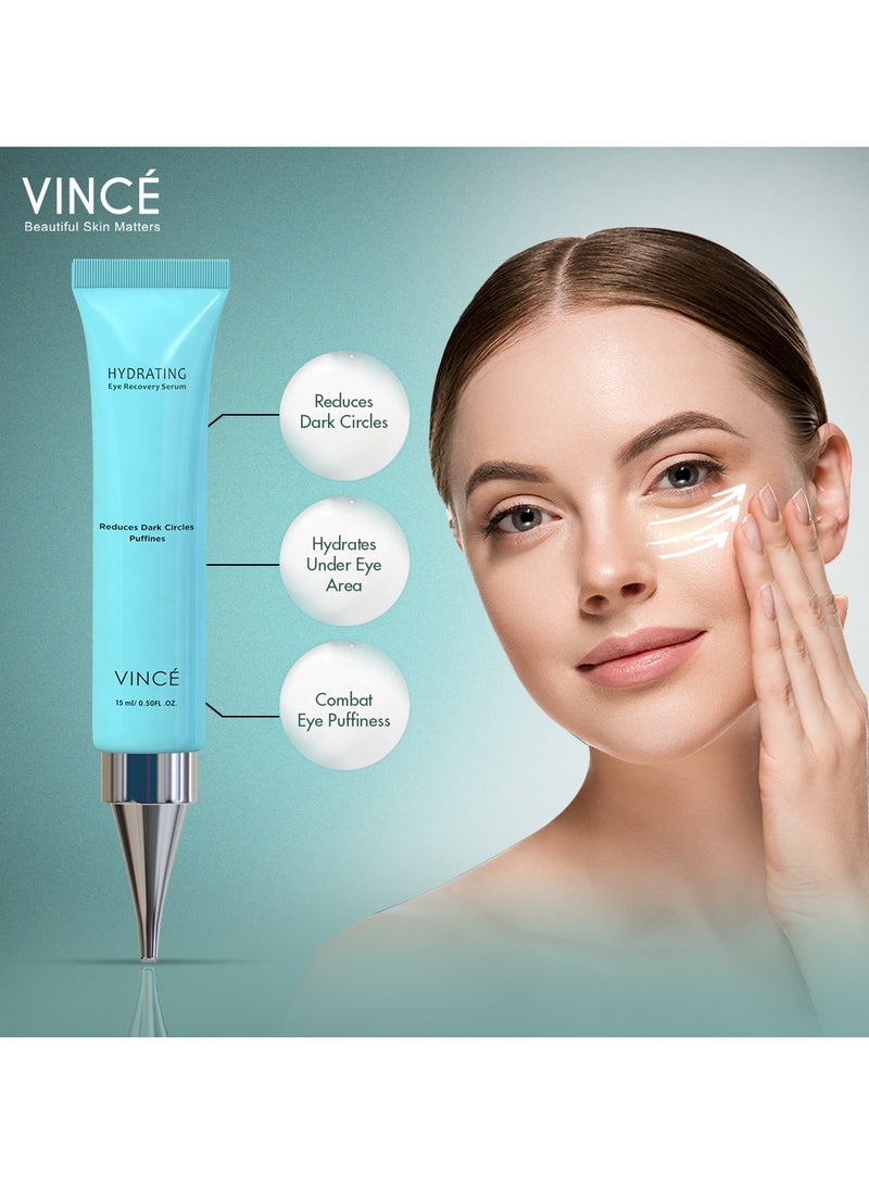 VINCE Eye Recovery Serum – Advanced Formula to Reduce Dark Circles, Puffiness, Eye Bags & Deep Fine Lines – Boosts Collagen, Brightens & Hydrates Under Eye Area – Makeup-Friendly, 15ml  - Image 4