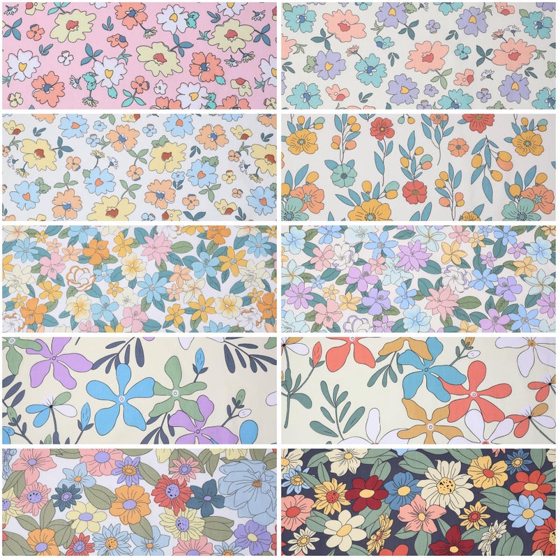 Hanjunzhao 10pcs Fat Quarters Fabric Bundles, Quilting Sewing Precut Cotton Fabric, 18 x 22 inches, Floral Print - Image 3