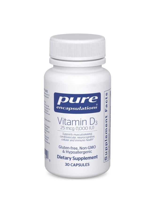 Pure Encapsulations Vitamin D3 25 mcg (1,000 IU) - Supplement to Support Bone, Joint, Breast, Heart, Colon & Immune Health - with Premium Vitamin D - 30 Capsules - Image 1