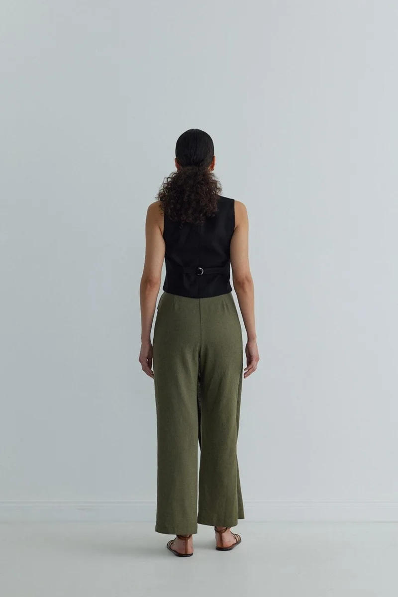 سود كوليكشن Black Gabriel Buttoned Linen Vest
