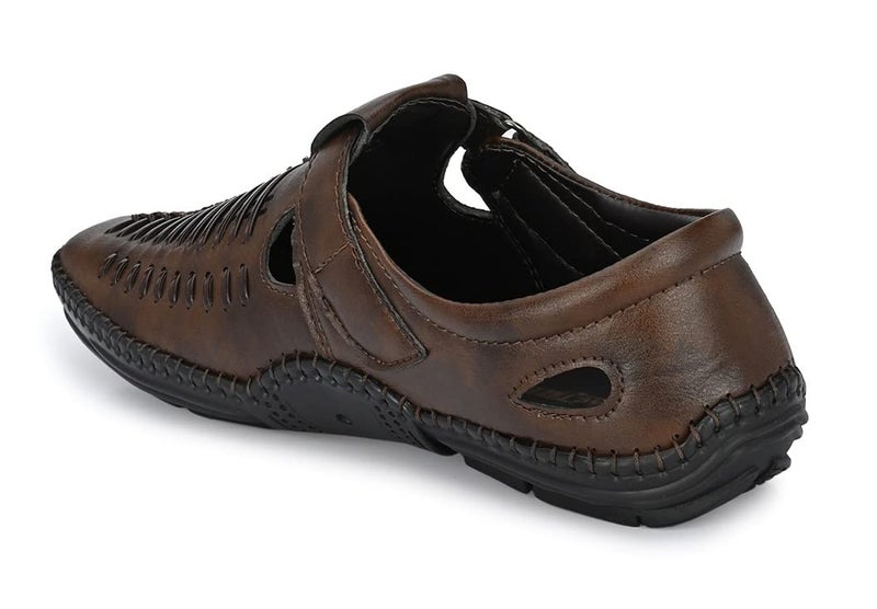 MACTREE Men Brown Flexible-Stitched Sole Premium Sandals BlastLane-8 - Image 5