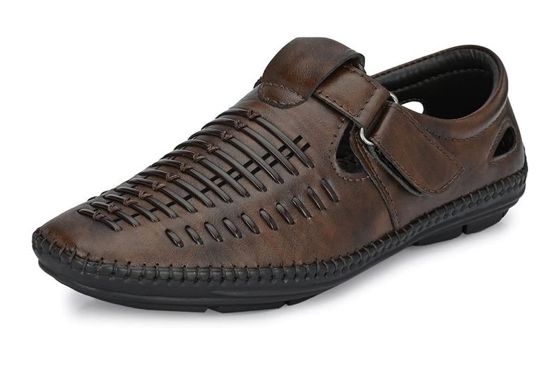 MACTREE Men Brown Flexible-Stitched Sole Premium Sandals BlastLane-8 - Image 1