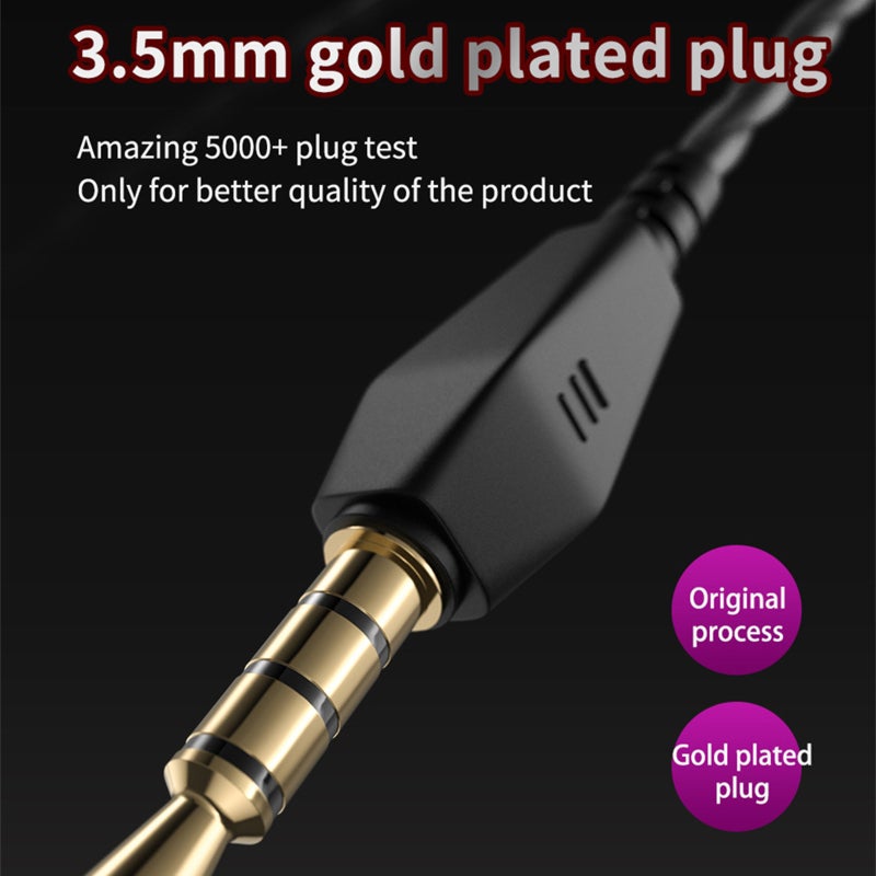HiFi Sport Headphones Purple 3.5mm Gold-Plated Plug: Remote Control With Microphone - High-Toughness TPE & Oxygen-Free Copper Wire Graphene Diaphragm Dynamic Coil for Running, Smart Phones, Tablets, L - Image 2