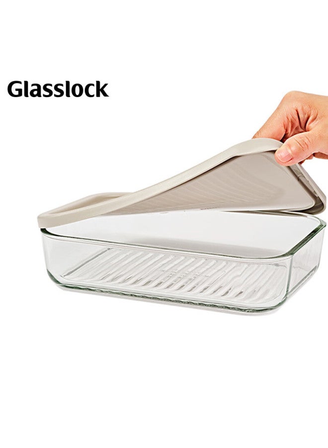 Glasslock حاوية تخزين الطعام من جلاسلوك، صندوق فريزر زجاجي مستورد، منظم ثلاجة، حاوية زلابية مع غطاء، مقاومة للبرودة والحرارة، صندوق غداء للتخزين، 1700 مل - Image 2