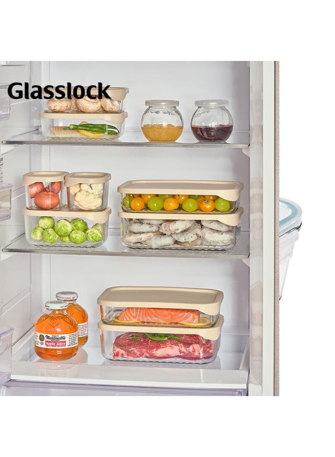 Glasslock حاوية تخزين الطعام من جلاسلوك، صندوق فريزر زجاجي مستورد، منظم ثلاجة، حاوية زلابية مع غطاء، مقاومة للبرودة والحرارة، صندوق غداء للتخزين، 1700 مل - Image 3