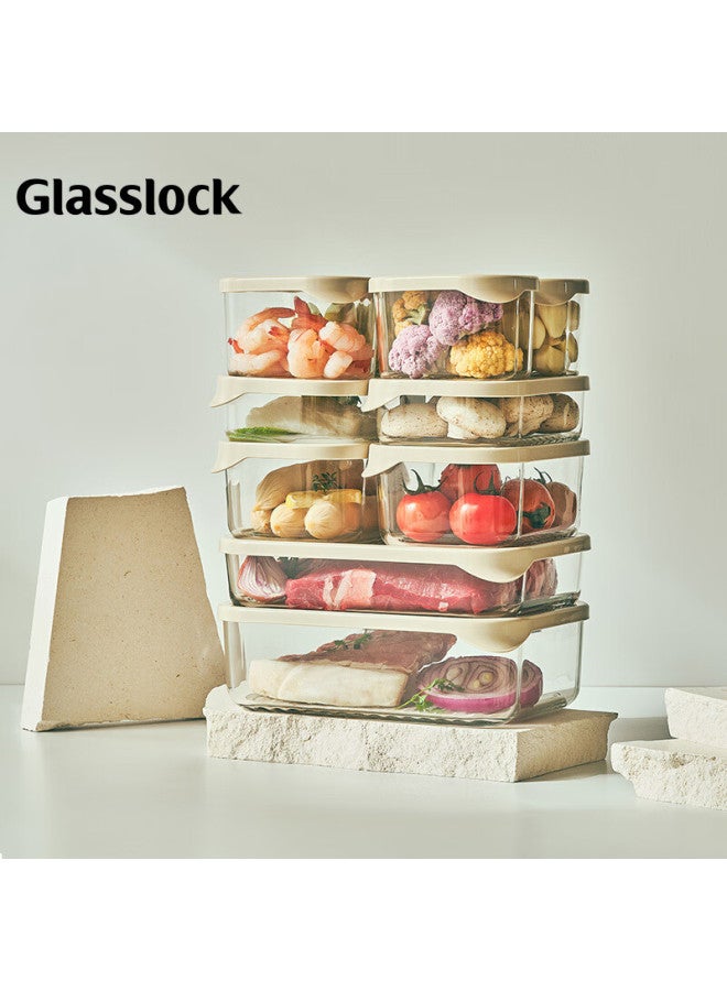 Glasslock حاوية تخزين الطعام من جلاسلوك، صندوق فريزر زجاجي مستورد، منظم ثلاجة، حاوية زلابية مع غطاء، مقاومة للبرودة والحرارة، صندوق غداء للتخزين، 1700 مل - Image 5