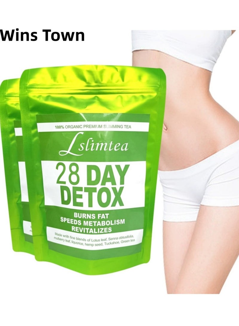 وينز تاون شاي فقدان الوزن العضوي لمدة 28 يومًا: تعزيز التمثيل الغذائي ، وقمع الشهية ، وزيادة الطاقة ، وإزالة السموم والاستراحة إلى أسفل - Image 1