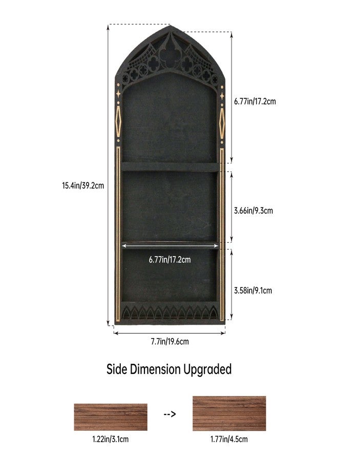 FNYDOX Gothic Crystal Shelf Display for Wall, Wooden Rock Gem Healing Stone Display Shelf Wall Mounted, Crystal Holder Trinket Organizer Knick Knack Shelf, Gothic Witchy Decor Gifts for Women - 2025 UPGRADED - Image 2