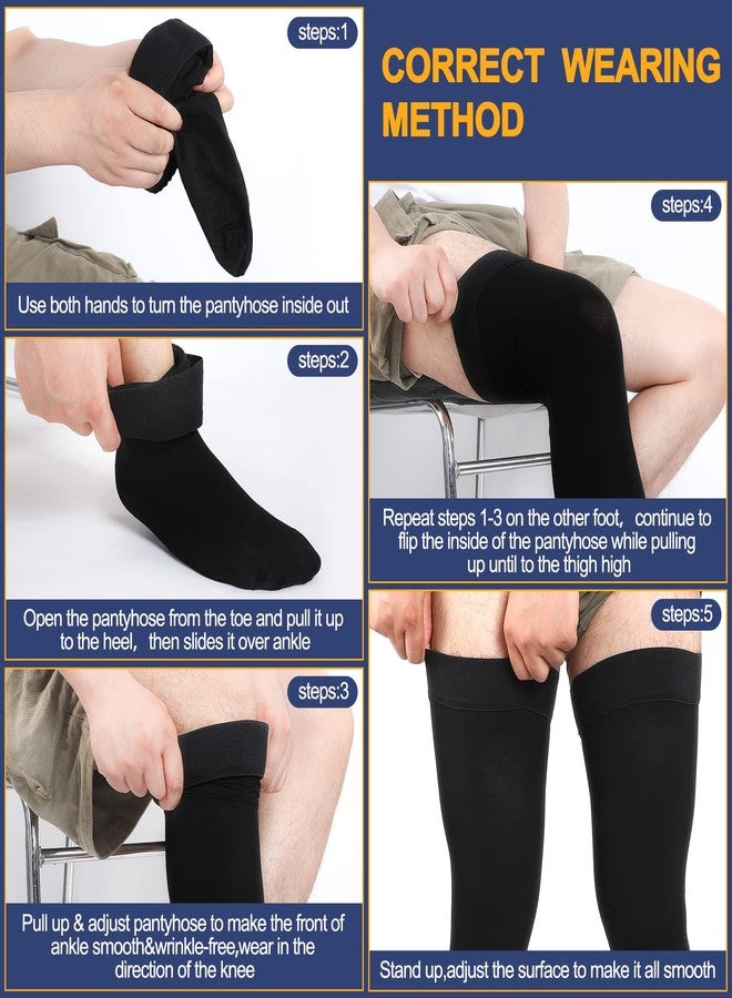 Zhanmai 2 Pairs Thigh High Men's Compression Socks 20-30 Mmhg Compression Stocking with Silicone Grip Men's Dress Socks(2X-Large) - Image 4