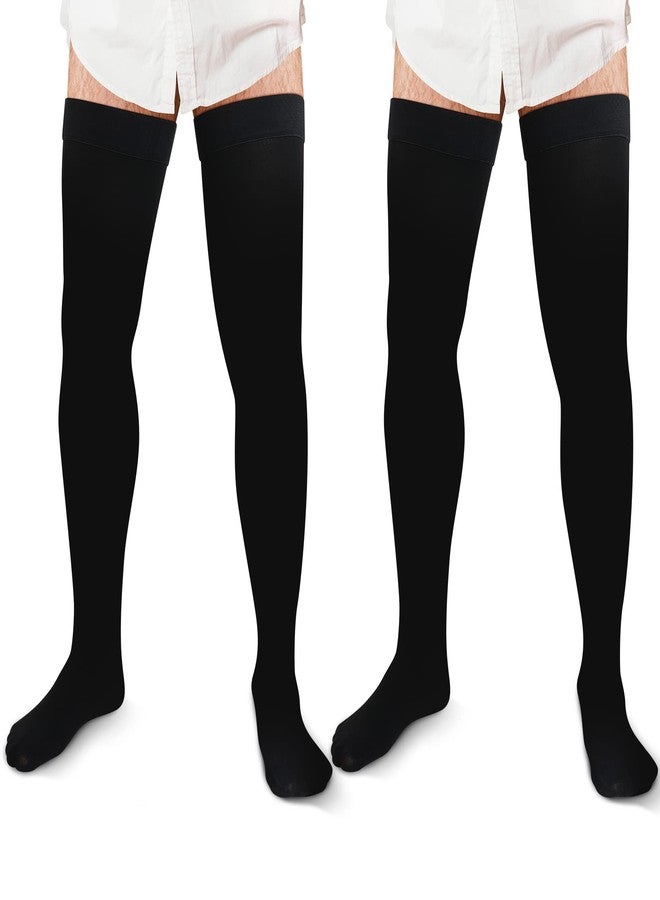 Zhanmai 2 Pairs Thigh High Men's Compression Socks 20-30 Mmhg Compression Stocking with Silicone Grip Men's Dress Socks(2X-Large) - Image 1