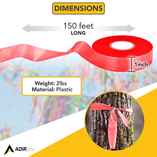 AdirPro 12 Pack Fluorescent Flagging Tape - Multipurpose Neon Marking Tape - Great Visual Labeling & Tagging for Home & Workplace Use (Fluorescent Red, 150 feet) - Image 2