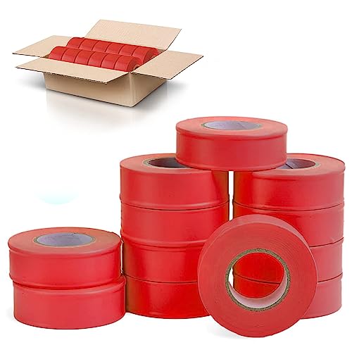 AdirPro 12 Pack Fluorescent Flagging Tape - Multipurpose Neon Marking Tape - Great Visual Labeling & Tagging for Home & Workplace Use (Fluorescent Red, 150 feet) - Image 1