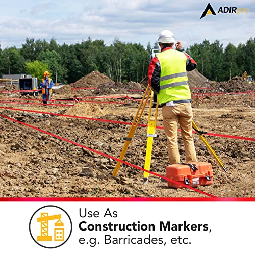 AdirPro 12 Pack Fluorescent Flagging Tape - Multipurpose Neon Marking Tape - Great Visual Labeling & Tagging for Home & Workplace Use (Fluorescent Red, 150 feet) - Image 5