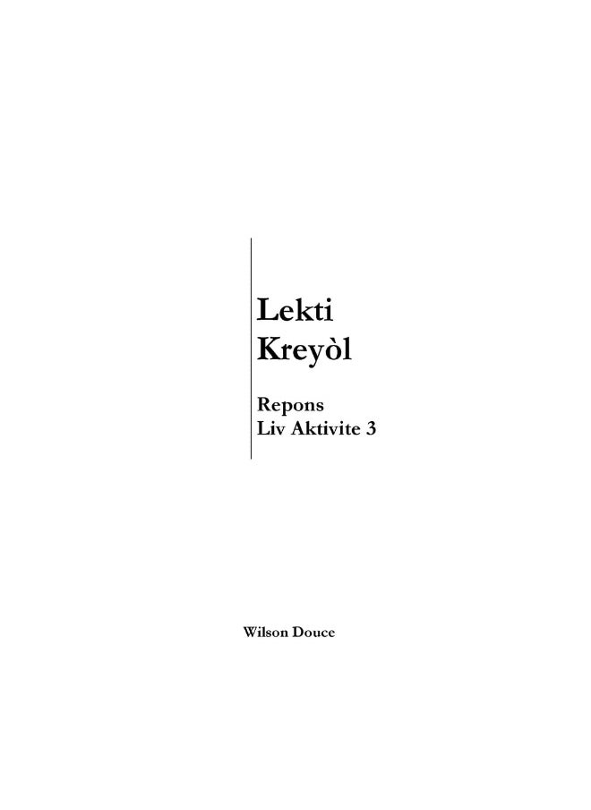 Lekti Kreyòl Repons Liv Aktivite 3: Repons Liv Aktivite 3  - Image 1