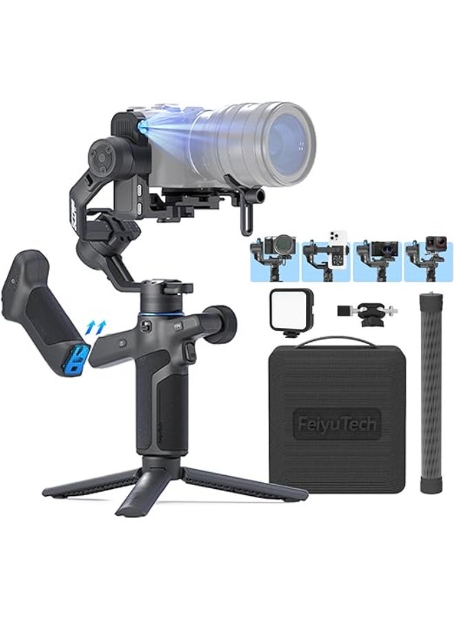 FeiyuTech SCORP Mini-3 PRO Kit All in One 3-Axis Camera Stabilizer,Built-in AI Track Sensor Handheld Gimbal Stabilizer,Detached Grip Handle with 12m Wireless Control,2KG Payload,Gesture Control - Image 1