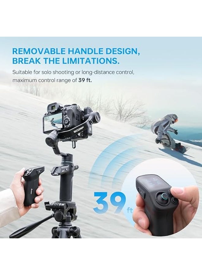 FeiyuTech SCORP Mini-3 PRO Kit All in One 3-Axis Camera Stabilizer,Built-in AI Track Sensor Handheld Gimbal Stabilizer,Detached Grip Handle with 12m Wireless Control,2KG Payload,Gesture Control - Image 2