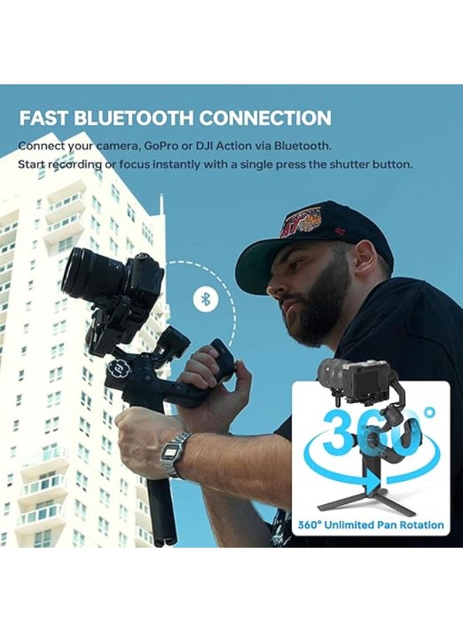 FeiyuTech SCORP Mini-3 PRO Kit All in One 3-Axis Camera Stabilizer,Built-in AI Track Sensor Handheld Gimbal Stabilizer,Detached Grip Handle with 12m Wireless Control,2KG Payload,Gesture Control - Image 3