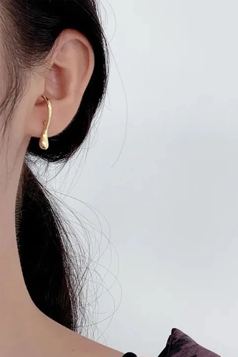 Bahels Gold Color Trend Asymmetrical Water Drop Earrings