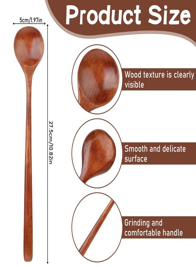 cobee 10.8 Inch Long Handle Wooden Spoons, Korean Spoon with Handle Spoon for Cooking, Wood Soup Spoons for Korean Food Soup Cooking Mixing Stirring Kitchen Tools - Image 4