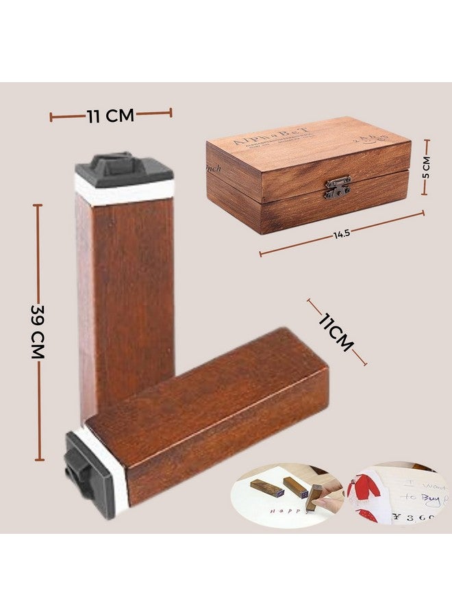 Oytra Oytra Alphabet Stamps Letter Art Craft Material Rubber Letters 70 Letters & Number Vintage Special Characters Journal Bullet Stationery Supplies ABCD in Wooden Storage Box Gift  - Image 2