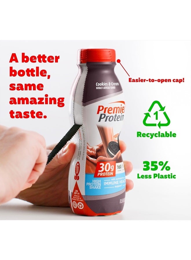 Premier Protein Shake, Cookies & Cream, 30g Protein, 1g Sugar, 24 Vitamins & Minerals, Nutrients to Support Immune Health 11.5 fl oz (12 Pack) - Image 2