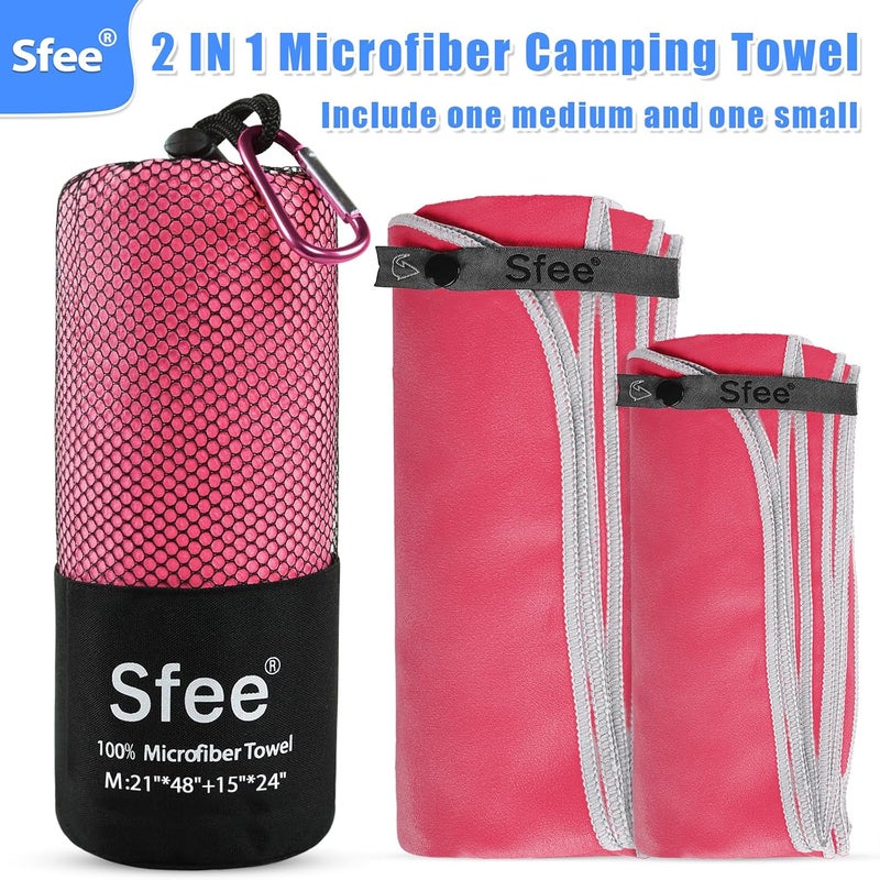 Sfee 2 Pack Microfiber Travel Towel, Quick Dry Towel Camping Towel Super Absorbent Compact Lightweight Sports Swim Gym Beach Towels Set for Gym, Hiking, Pool, Backpacking, Bath, Yoga - Image 5