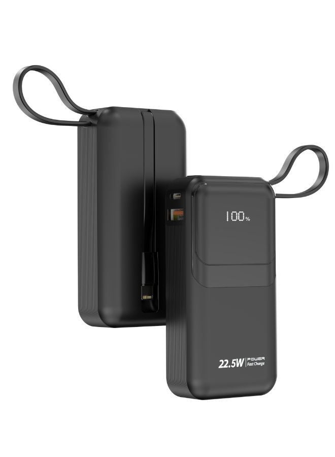 آي كيو تاتش بنك طاقة صغير IQ TOUCH بسعة 10000 مللي أمبير/ساعة - كابلات USB-C وLightning مدمجة، شحن سريع PD بقوة 22.5 واط، خرج أقصى 3 أمبير، مؤشر LED، خفيف الوزن، شحن وحماية متعدد الأجهزة - Image 2