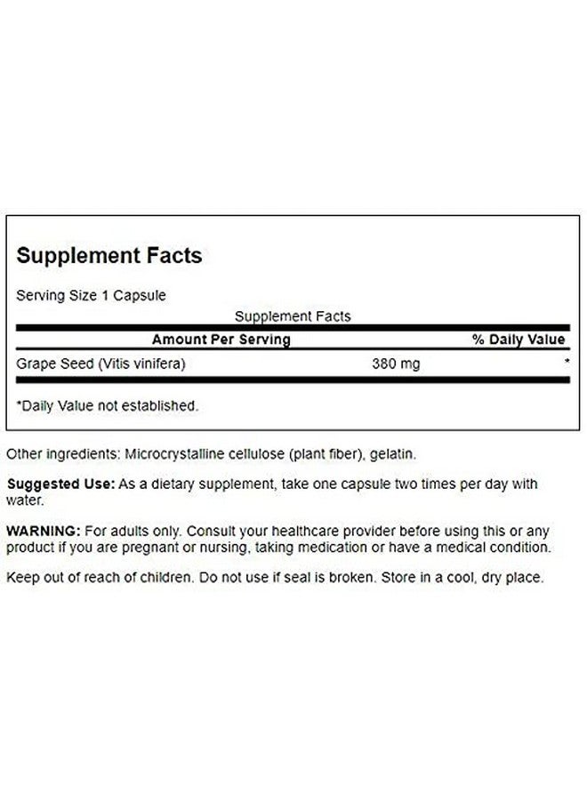 SWANSON Grape Seed Heart Antioxidant Free Radicals Healthy Blood Pressure Support Polyphenols Opcs Herbal Supplement 380 Mg 100 Capsules (2 Pack) - Image 3