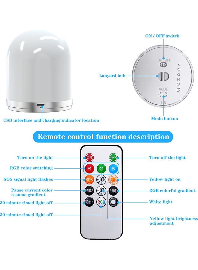 NIBEMINENT 2 Pieces 1638_RGB remote Control Color Portable Night Light White 18*8*9.5cm - Image 3