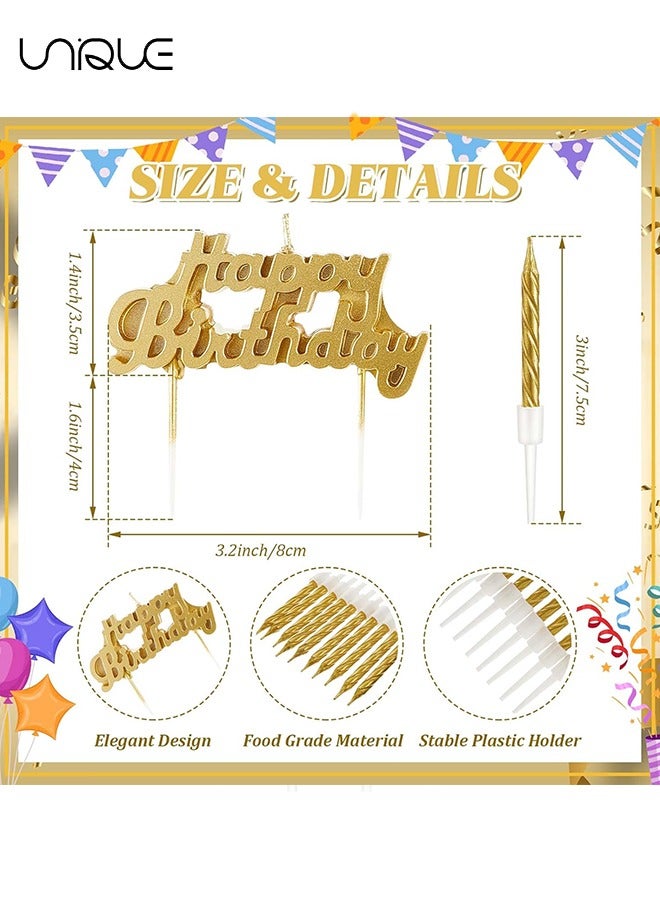Unique 11 Pcs Candle Set - 2.95 inch Candle Short Thin Spiral Candle - Happy Birthday Candle Cake Birthday Candle Ornament - For Cake Decorating Birthday Decoration Party Supplies (Gold)  - Image 2