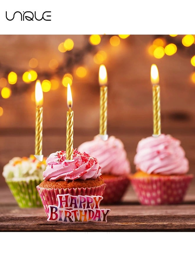 Unique 11 Pcs Candle Set - 2.95 inch Candle Short Thin Spiral Candle - Happy Birthday Candle Cake Birthday Candle Ornament - For Cake Decorating Birthday Decoration Party Supplies (Gold)  - Image 3