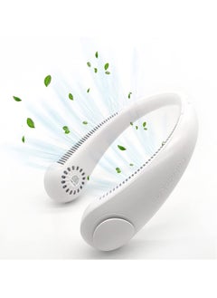 PADOM Padom Neck Fan, Hands Free 360° Cooling Personal Fan, USB Rechargeable Portable Neck Fan with 3 Wind Speed for Traveling Office Sports White  - Image 1