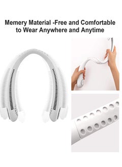 PADOM Padom Neck Fan, Hands Free 360° Cooling Personal Fan, USB Rechargeable Portable Neck Fan with 3 Wind Speed for Traveling Office Sports White  - Image 3