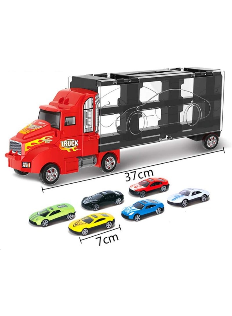 ST ZONE Truck Transport Car Carrier Toy for Kids 6+ – Hauler Truck with 6 Toy Cars & Accessories – Vehicle Playset Gift for Boys & Girls - Image 4
